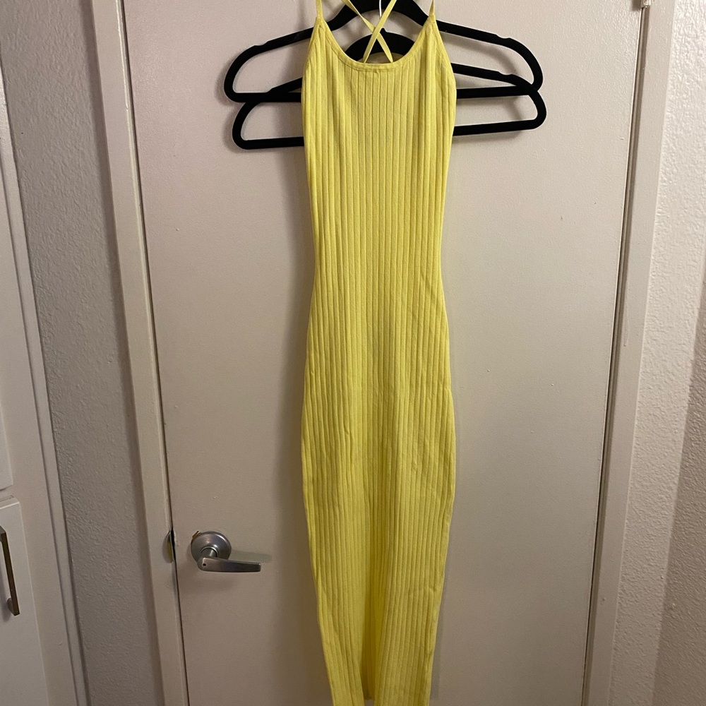 Elegant Yellow Halter Dress